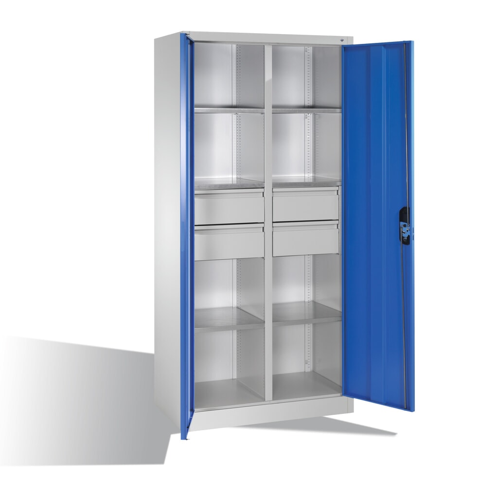 Gereedschapskast C+P, laden 4x174 mm, 6 legborden, breedte 930 mm, antracietgrijs, lichtblauw Productafbeelding nr. 7: Gereedschapskast C+P, laden 4x174 mm, 6 legborden, breedte 930 mm, antracietgrijs, lichtblauw