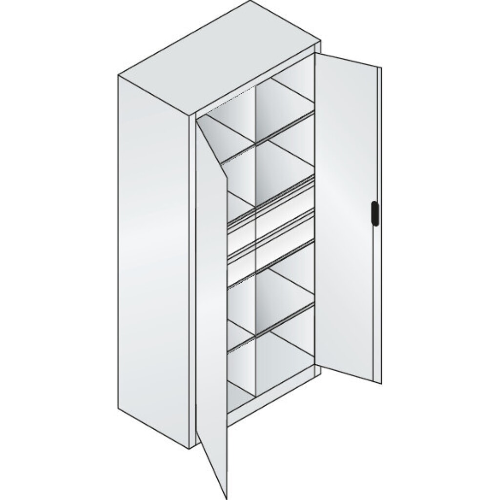 Gereedschapskast C+P, laden 4x86 + 2x174 mm, 6 legborden, breedte 930 mm, lichtgrijs, gentiaanblauw Productafbeelding nr. 6: Gereedschapskast C+P, laden 4x86 + 2x174 mm, 6 legborden, breedte 930 mm, lichtgrijs, gentiaanblauw