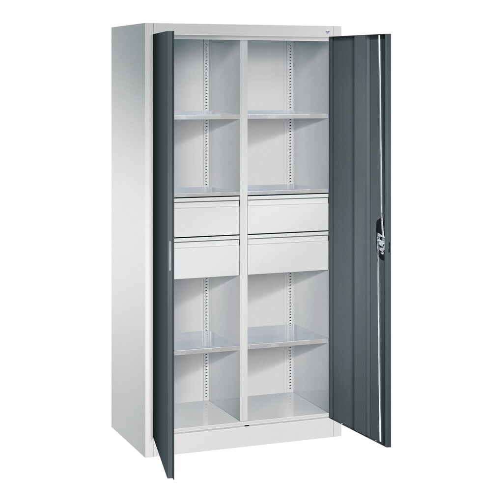 Gereedschapskast C+P, laden 4x86 + 2x174 mm, 6 legborden, breedte 930 mm, lichtgrijs, robijnrood Productafbeelding nr. 7: Gereedschapskast C+P, laden 4x86 + 2x174 mm, 6 legborden, breedte 930 mm, lichtgrijs, robijnrood