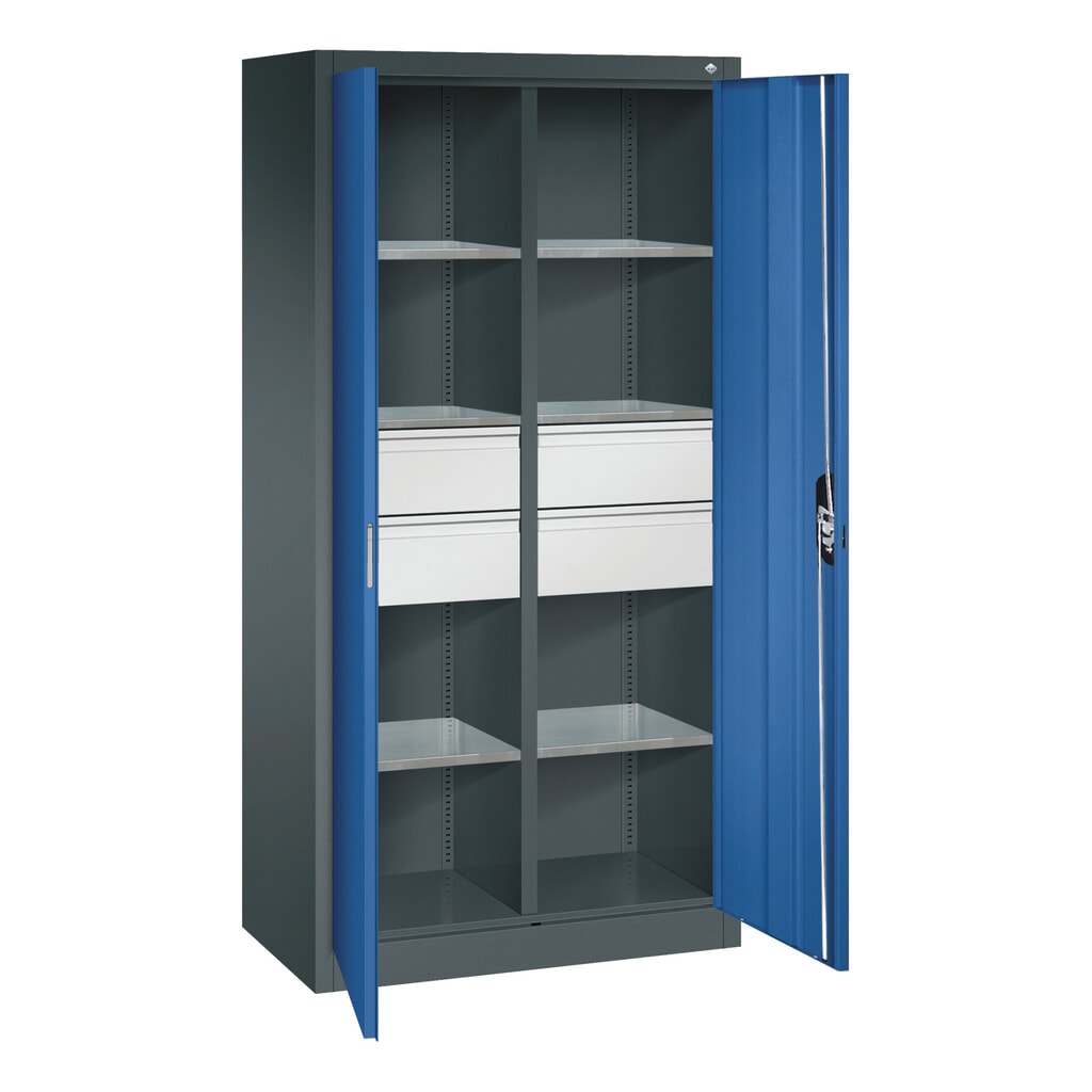 Gereedschapskast C+P, laden 4x86 + 2x174 mm, 6 legborden, breedte 930 mm, lichtgrijs, lichtblauw Productafbeelding nr. 7: Gereedschapskast C+P, laden 4x86 + 2x174 mm, 6 legborden, breedte 930 mm, lichtgrijs, lichtblauw