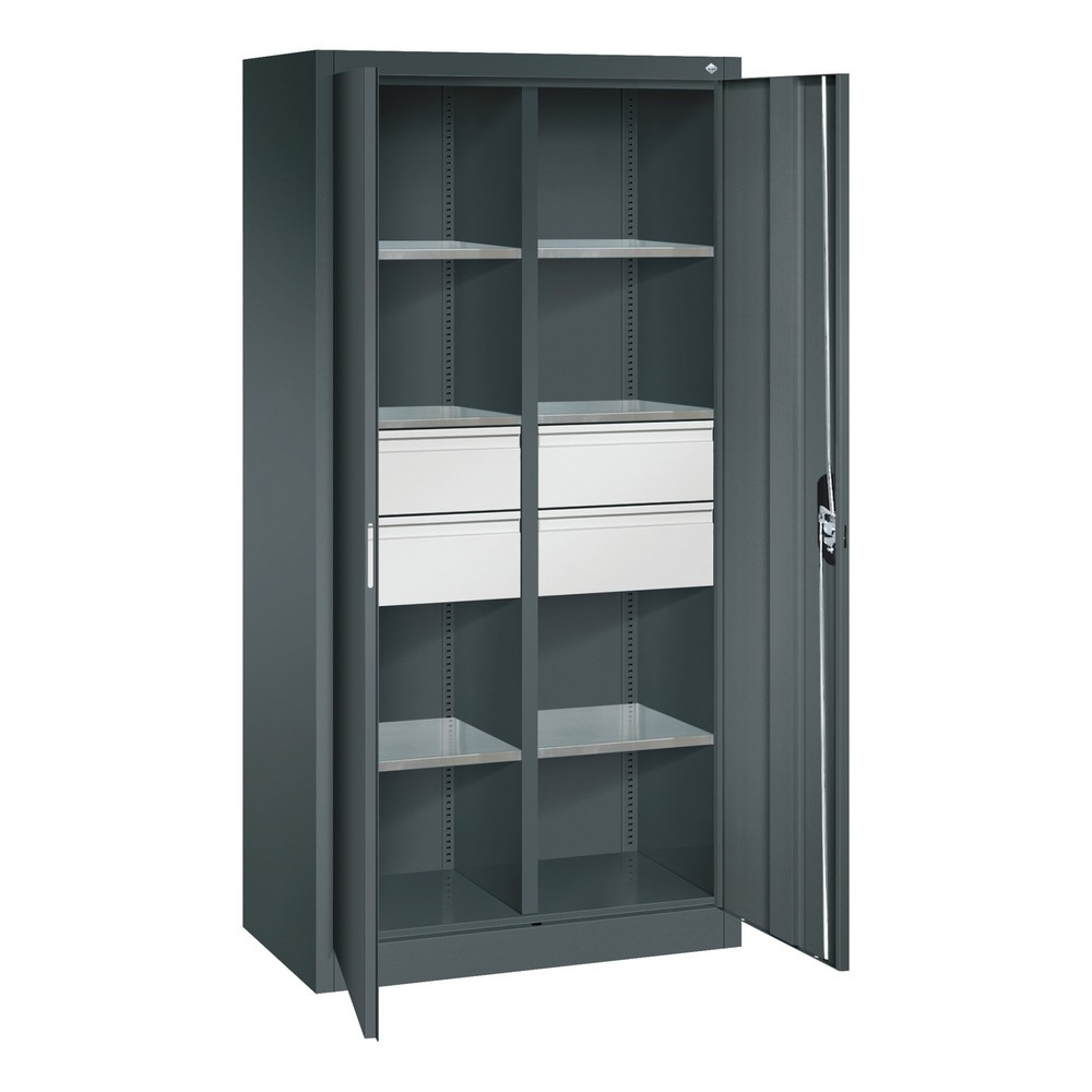 Productafbeelding nr. 6: Gereedschapskast C+P, laden 4x86 + 2x174 mm, 6 legborden, breedte 930 mm, antracietgrijs, robijnrood