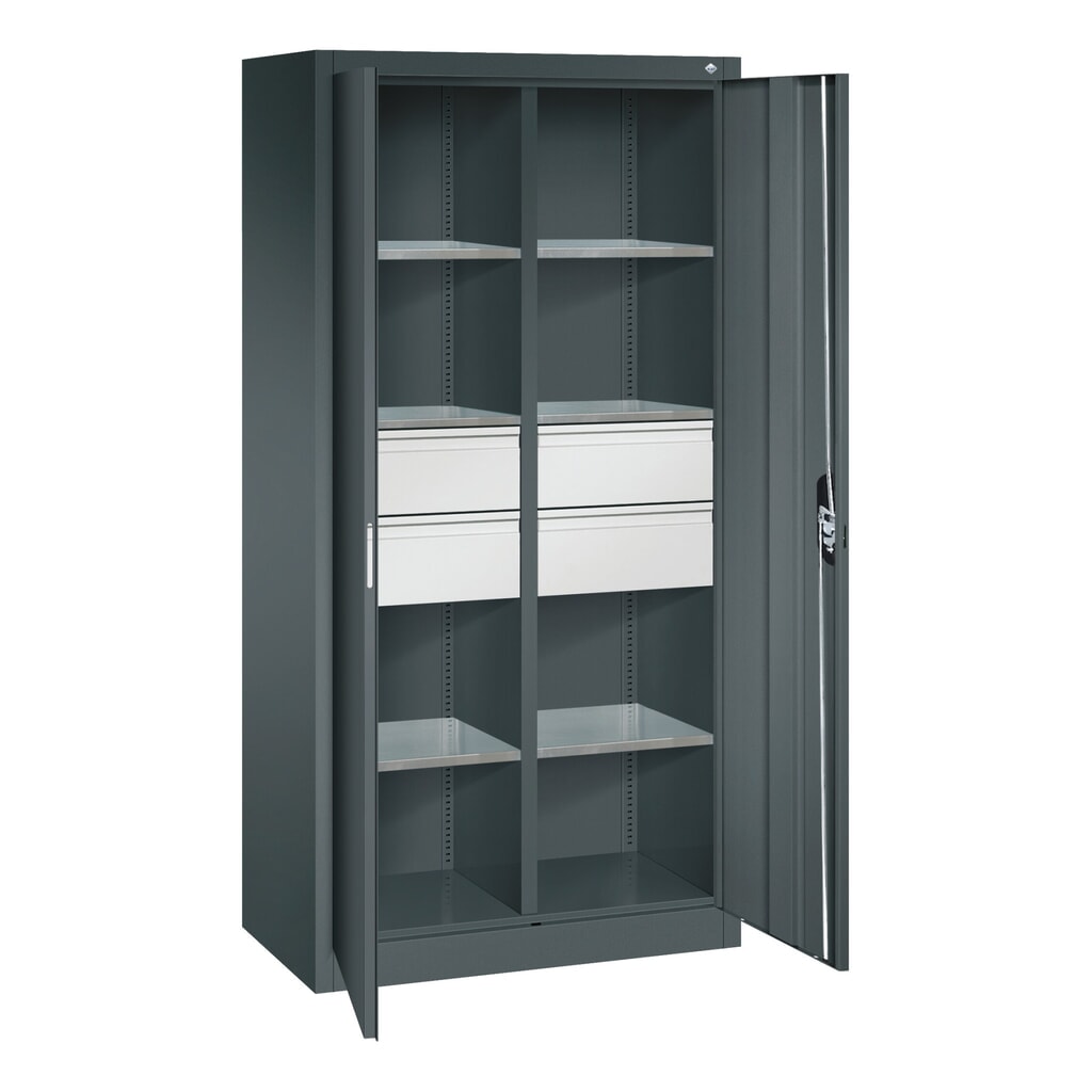 Productafbeelding nr. 7: Gereedschapskast C+P, laden 4x86 + 2x174 mm, 6 legborden, breedte 930 mm, antracietgrijs, robijnrood