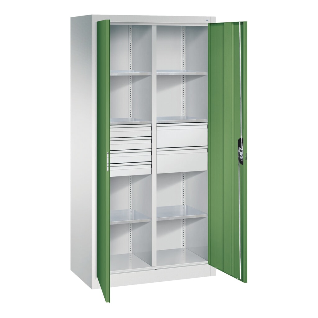 Gereedschapskast C+P, 4x86 + 4x174 mm, 6 legborden, breedte 930 mm, lichtgrijs, gentiaanblauw Productafbeelding nr. 7: Gereedschapskast C+P, 4x86 + 4x174 mm, 6 legborden, breedte 930 mm, lichtgrijs, gentiaanblauw