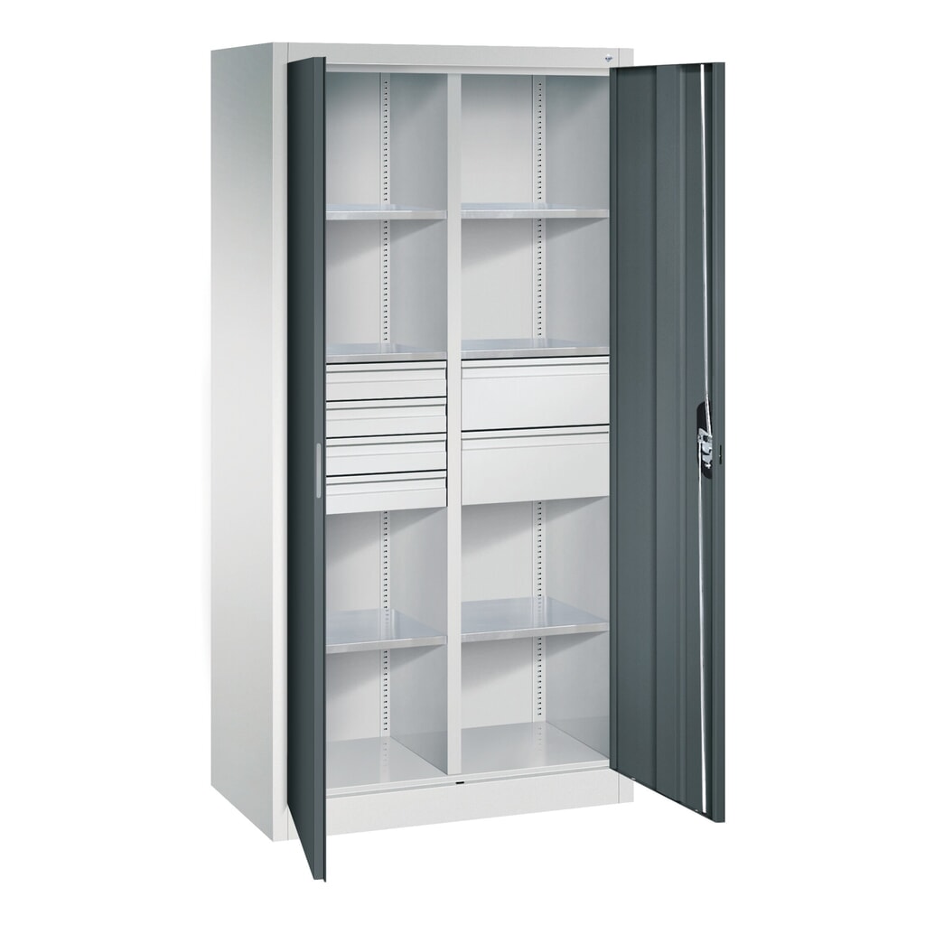 Gereedschapskast C+P, 4x86 + 4x174 mm, 6 legborden, breedte 930 mm, lichtgrijs, lichtblauw Productafbeelding nr. 7: Gereedschapskast C+P, 4x86 + 4x174 mm, 6 legborden, breedte 930 mm, lichtgrijs, lichtblauw