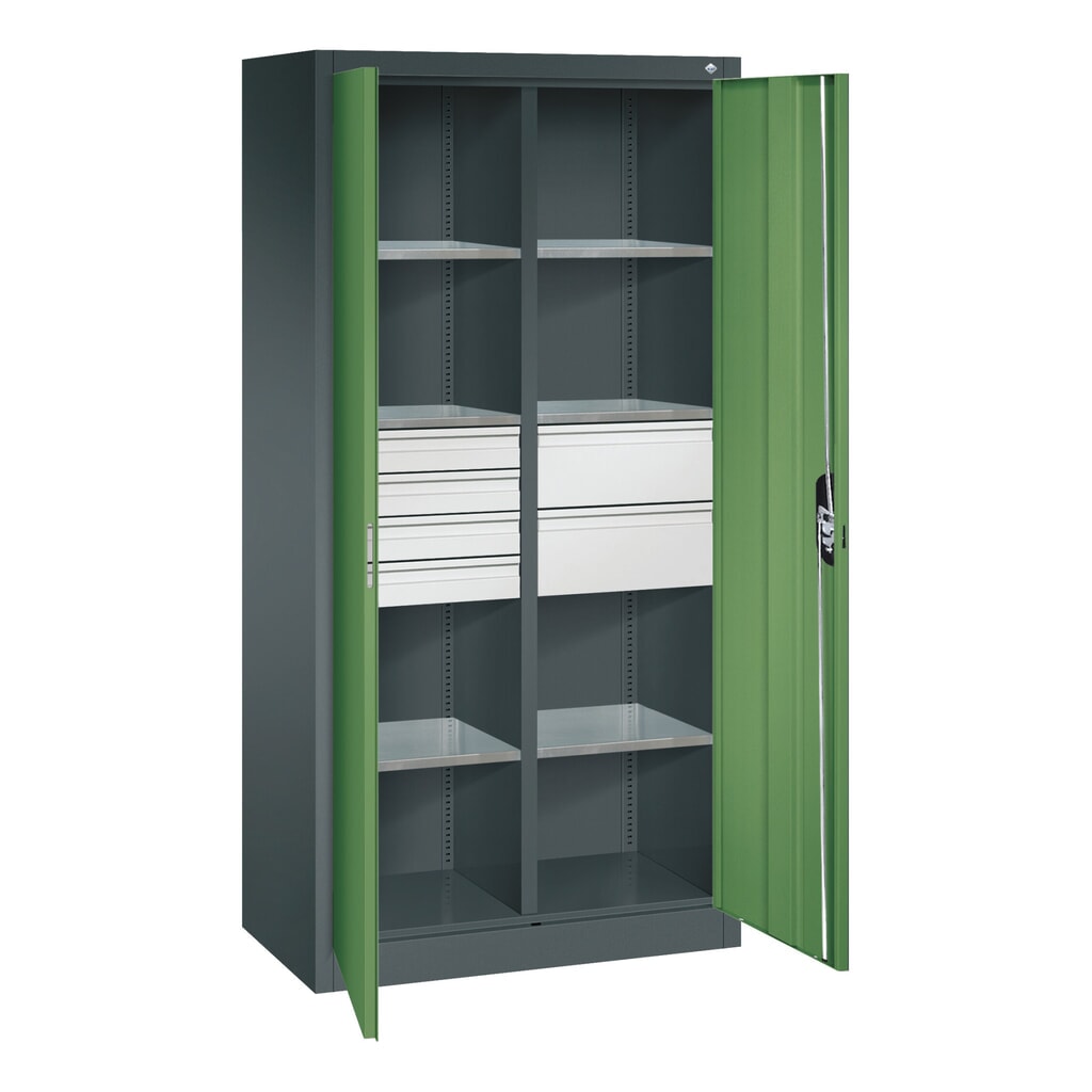Gereedschapskast C+P, 4x86 + 4x174 mm, 6 legborden, breedte 930 mm, antracietgrijs, gentiaanblauw Productafbeelding nr. 7: Gereedschapskast C+P, 4x86 + 4x174 mm, 6 legborden, breedte 930 mm, antracietgrijs, gentiaanblauw
