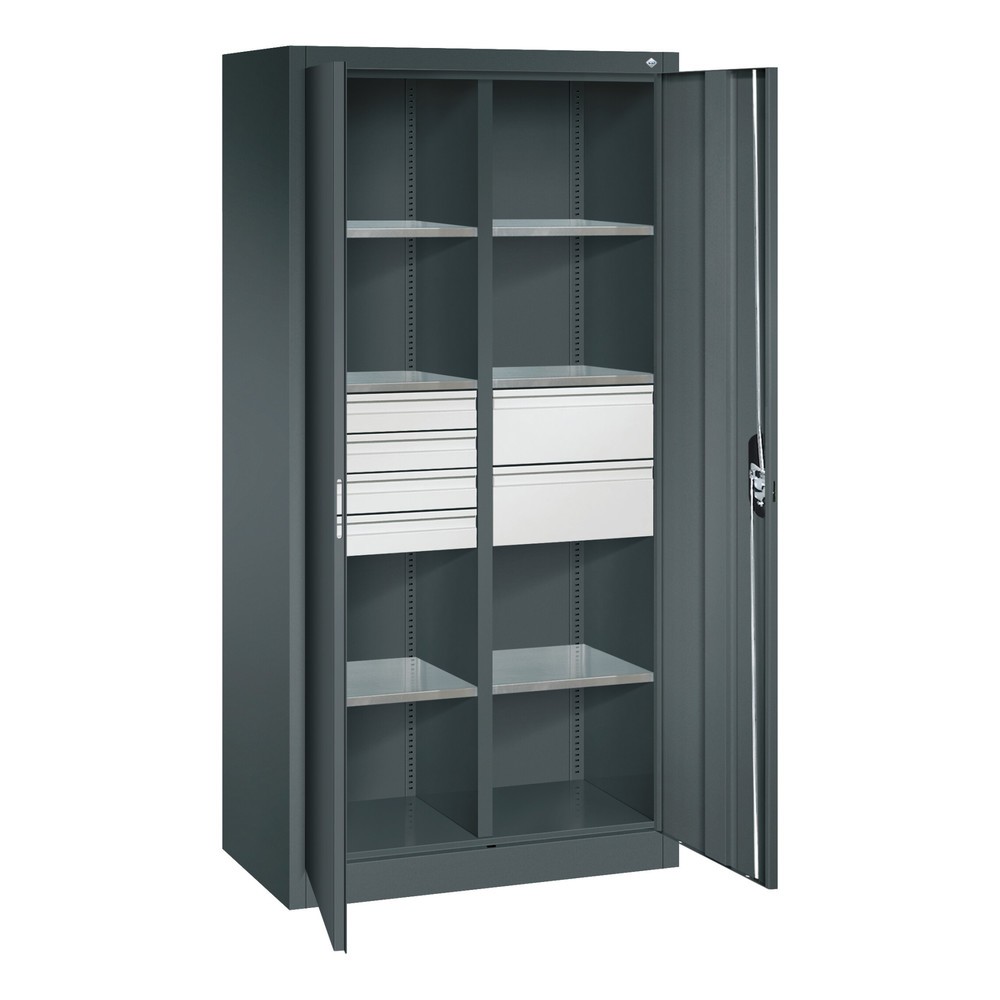 Productafbeelding nr. 6: Gereedschapskast C+P, 4x86 + 4x174 mm, 6 legborden, breedte 930 mm, antracietgrijs, lichtblauw
