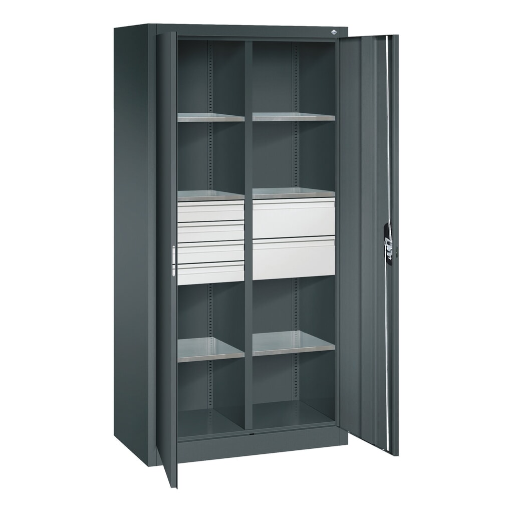 Productafbeelding nr. 7: Gereedschapskast C+P, 4x86 + 4x174 mm, 6 legborden, breedte 930 mm, antracietgrijs, lichtblauw