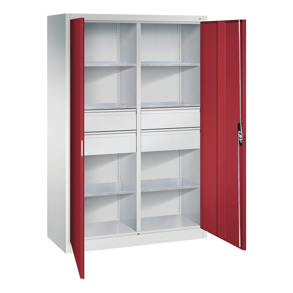 Productafbeelding nr. 5: Gereedschapskast C+P, laden 4x174 mm, 6 legborden, breedte 1.200 mm, lichtgrijs, robijnrood