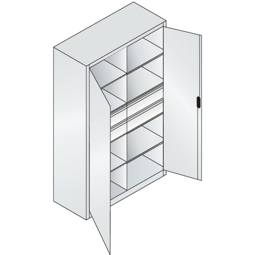 Productafbeelding nr. 6: Gereedschapskast C+P, laden 4x174 mm, 6 legborden, breedte 1.200 mm, lichtgrijs, robijnrood