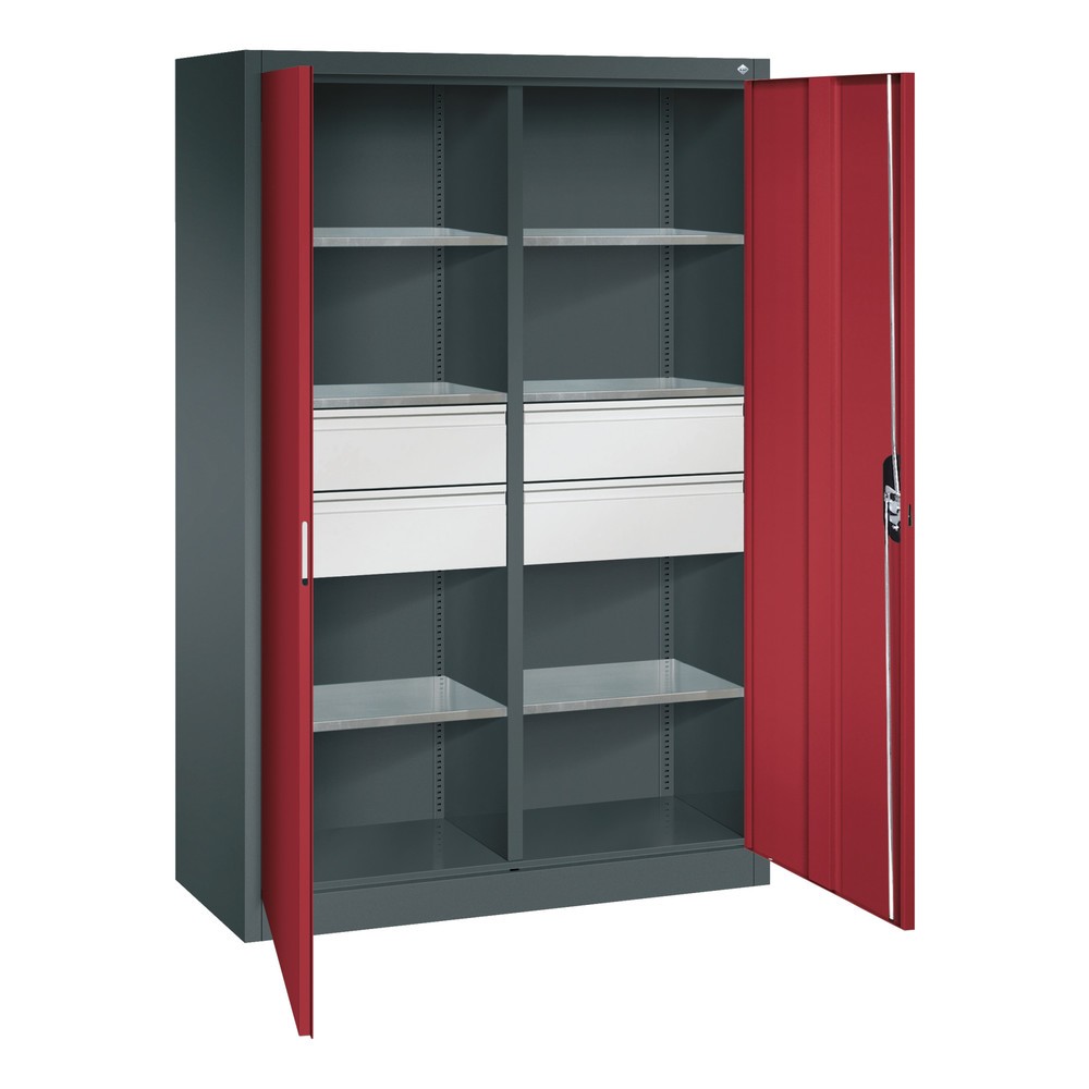Productafbeelding nr. 6: Gereedschapskast C+P, laden 4x174 mm, 6 legborden, breedte 1.200 mm, antracietgrijs, robijnrood