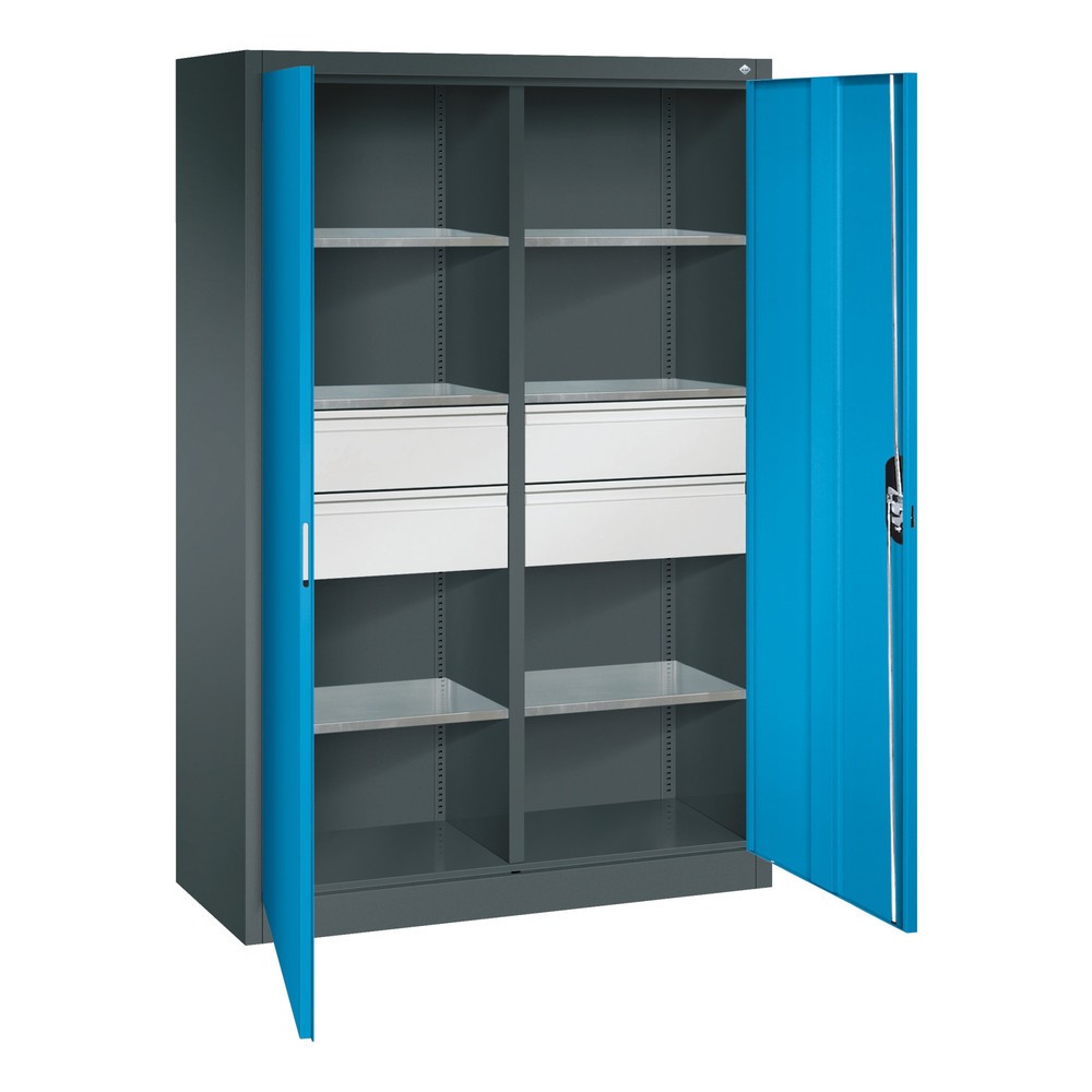 Productafbeelding nr. 6: Gereedschapskast C+P, laden 4x174 mm, 6 legborden, breedte 1.200 mm, antracietgrijs, lichtblauw