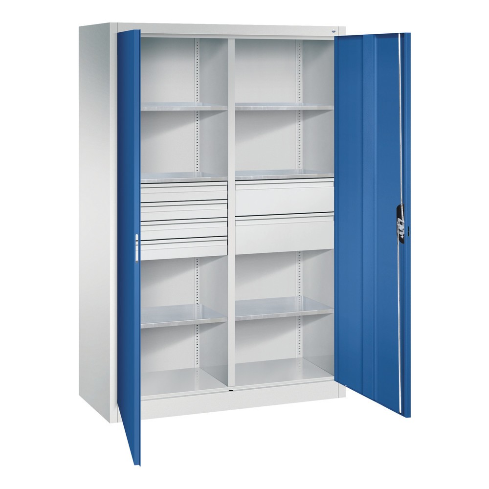 Productafbeelding nr. 5: Gereedschapskast C+P, laden 4x86 + 2x174 mm, 6 legborden, breedte 1.200 mm, lichtgrijs, gentiaanblauw