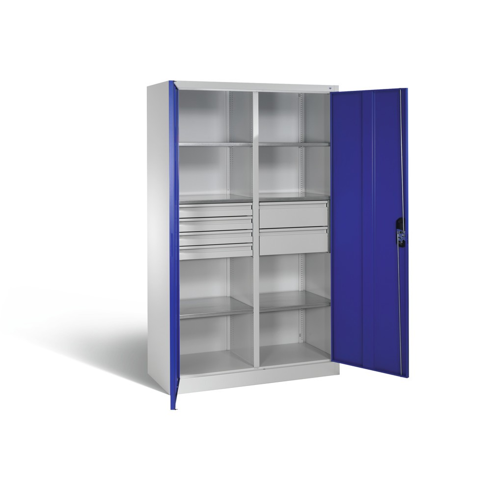 Productafbeelding nr. 6: Gereedschapskast C+P, laden 4x86 + 2x174 mm, 6 legborden, breedte 1.200 mm, lichtgrijs, gentiaanblauw