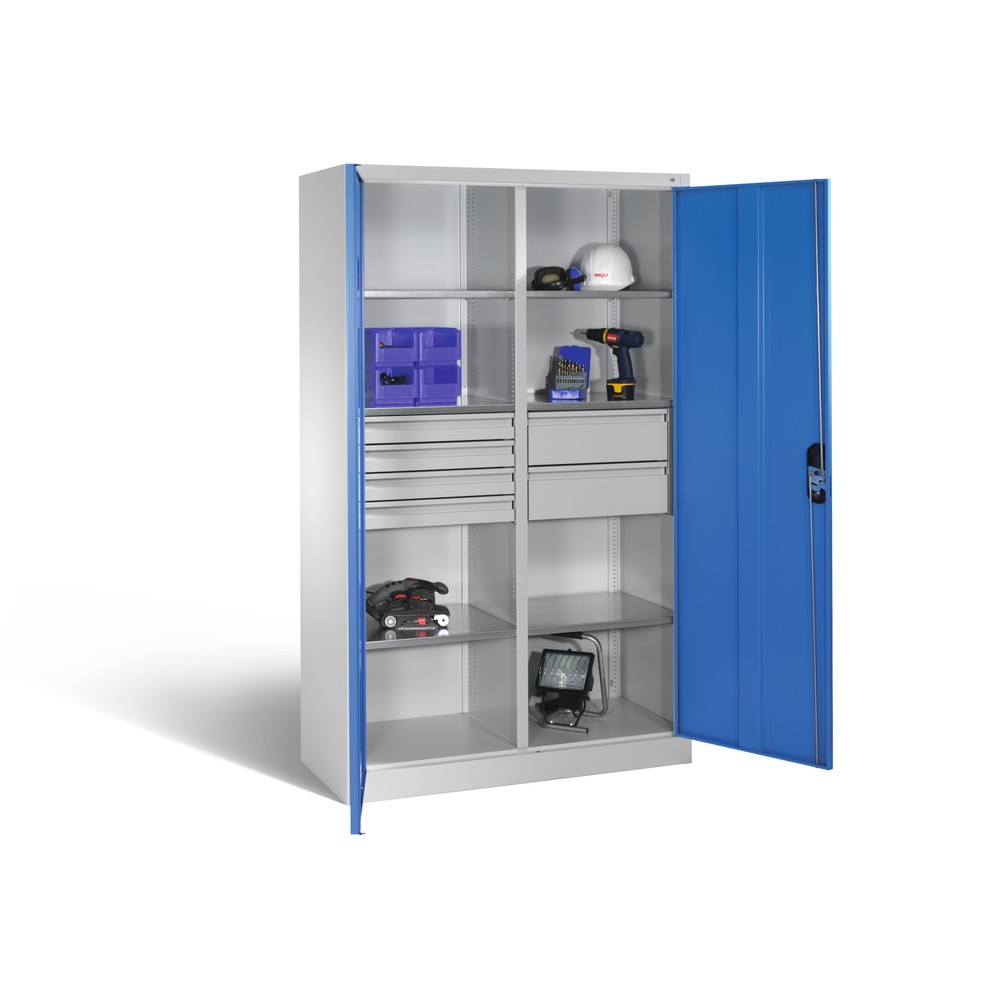 Productafbeelding nr. 7: Gereedschapskast C+P, laden 4x86 + 2x174 mm, 6 legborden, breedte 1.200 mm, lichtgrijs, lichtblauw
