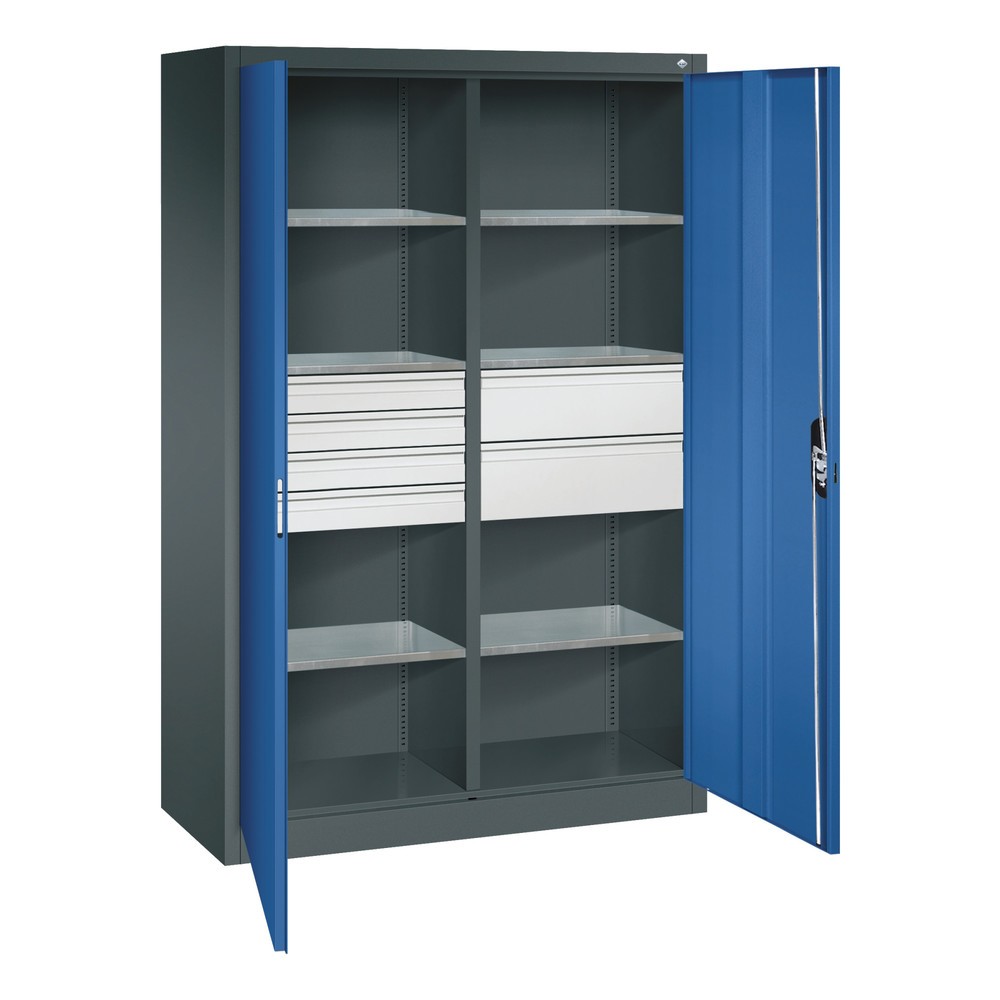 Productafbeelding nr. 6: Gereedschapskast C+P, laden 4x86 + 2x174 mm, 6 legborden, breedte 1.200 mm, antracietgrijs, gentiaanblauw