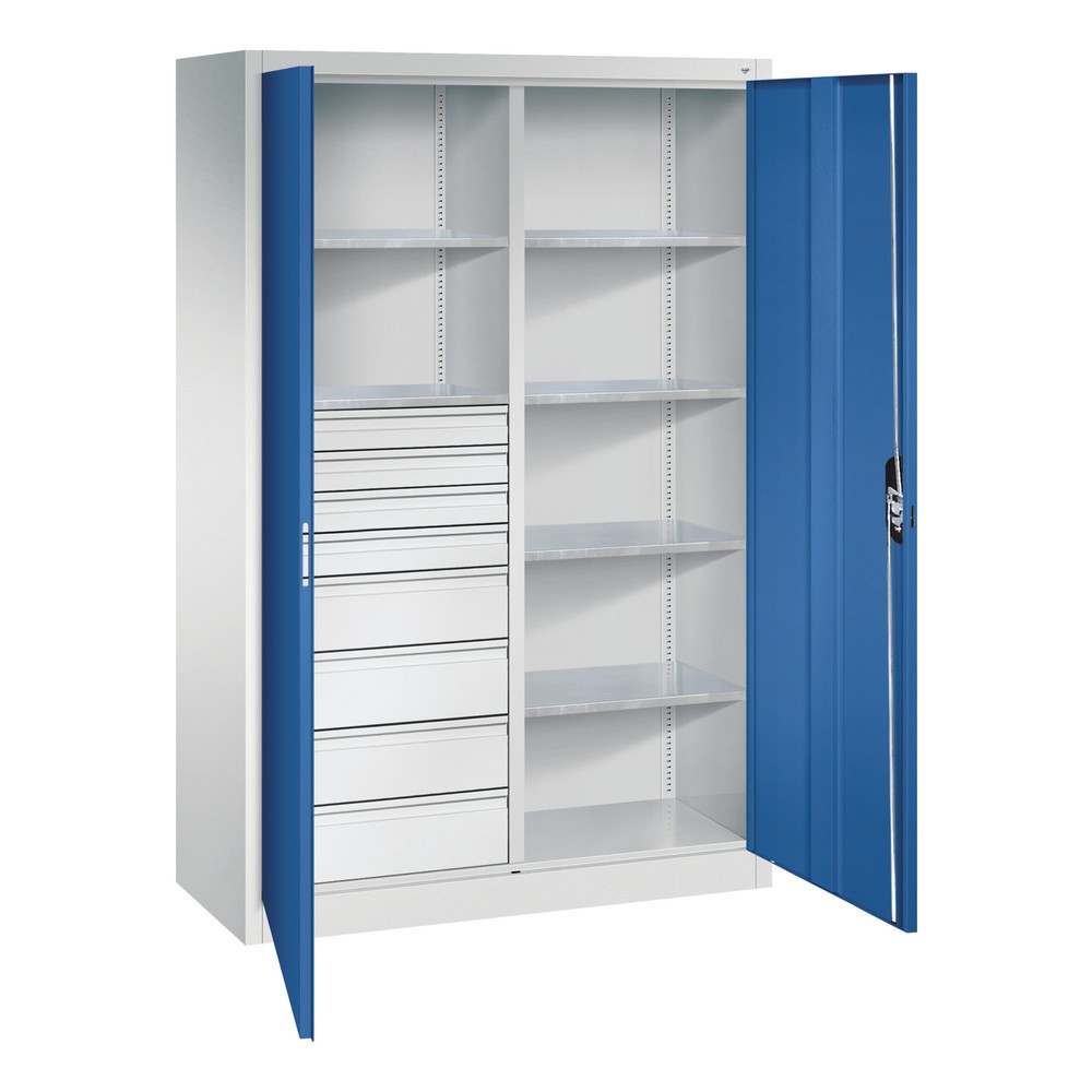Productafbeelding nr. 5: Gereedschapskast C+P, laden 4x86 + 4x174 mm, 6 legborden, breedte 1.200 mm, lichtgrijs, gentiaanblauw