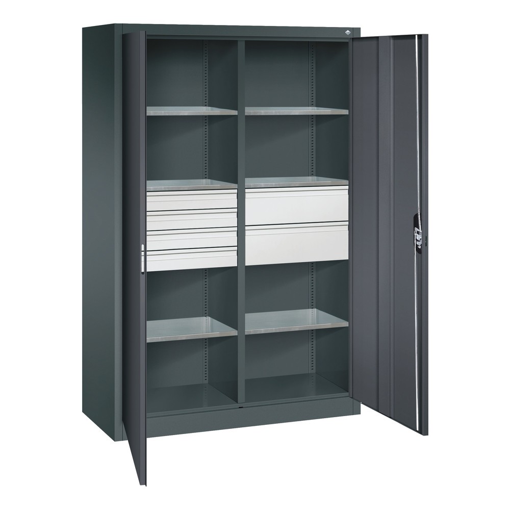 Productafbeelding nr. 6: Gereedschapskast C+P, laden 4x86 + 2x174 mm, 6 legborden, breedte 1.200 mm, antracietgrijs, zwartgrijs