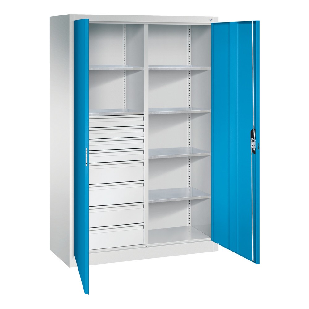 Productafbeelding nr. 6: Gereedschapskast C+P, laden 4x86 + 4x174 mm, 6 legborden, breedte 1.200 mm, lichtgrijs, lichtblauw