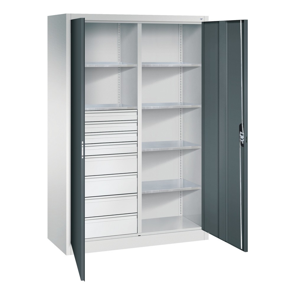Productafbeelding nr. 6: Gereedschapskast C+P, laden 4x86 + 4x174 mm, 6 legborden, breedte 1.200 mm, lichtgrijs, antracietgrijs