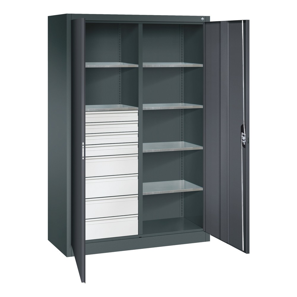 Productafbeelding nr. 6: Gereedschapskast C+P, laden 4x86 + 4x174 mm, 6 legborden, breedte 1.200 mm, antracietgrijs, zwartgrijs