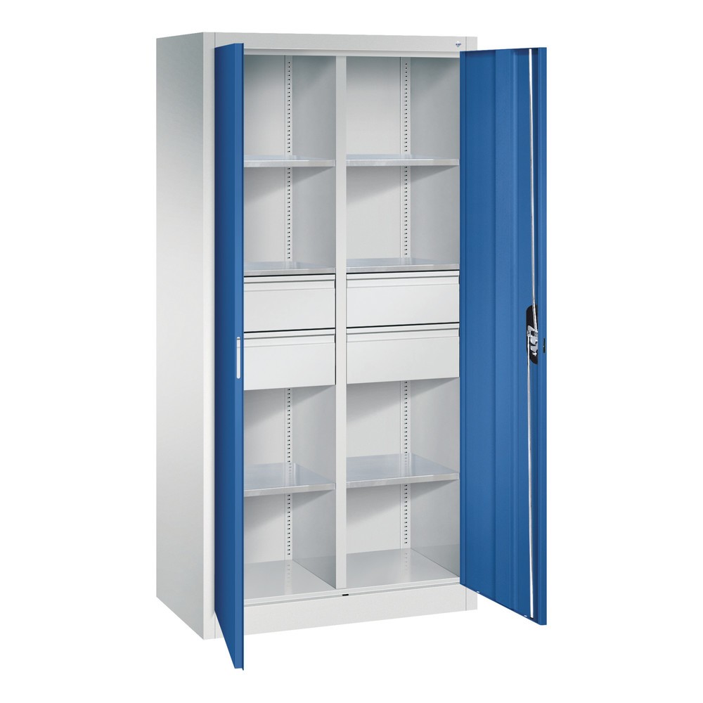Productafbeelding nr. 7: Gereedschapskast C+P, laden 4x174 mm, 6 legborden, breedte 930 mm, lichtgrijs, gentiaanblauw