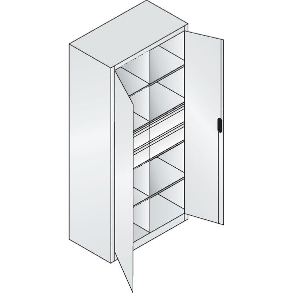 Productafbeelding nr. 8: Gereedschapskast C+P, laden 4x174 mm, 6 legborden, breedte 930 mm, lichtgrijs, robijnrood