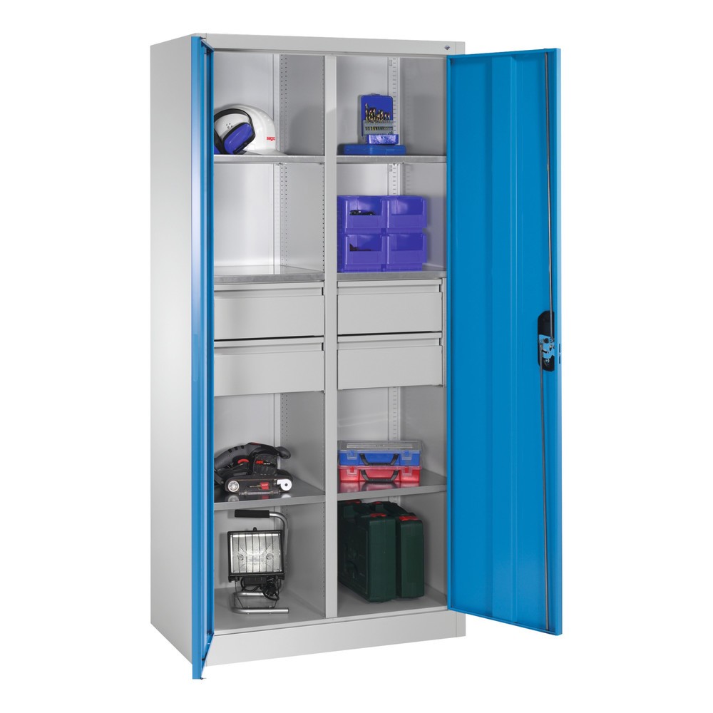 Productafbeelding nr. 9: Gereedschapskast C+P, laden 4x174 mm, 6 legborden, breedte 930 mm, lichtgrijs, lichtblauw