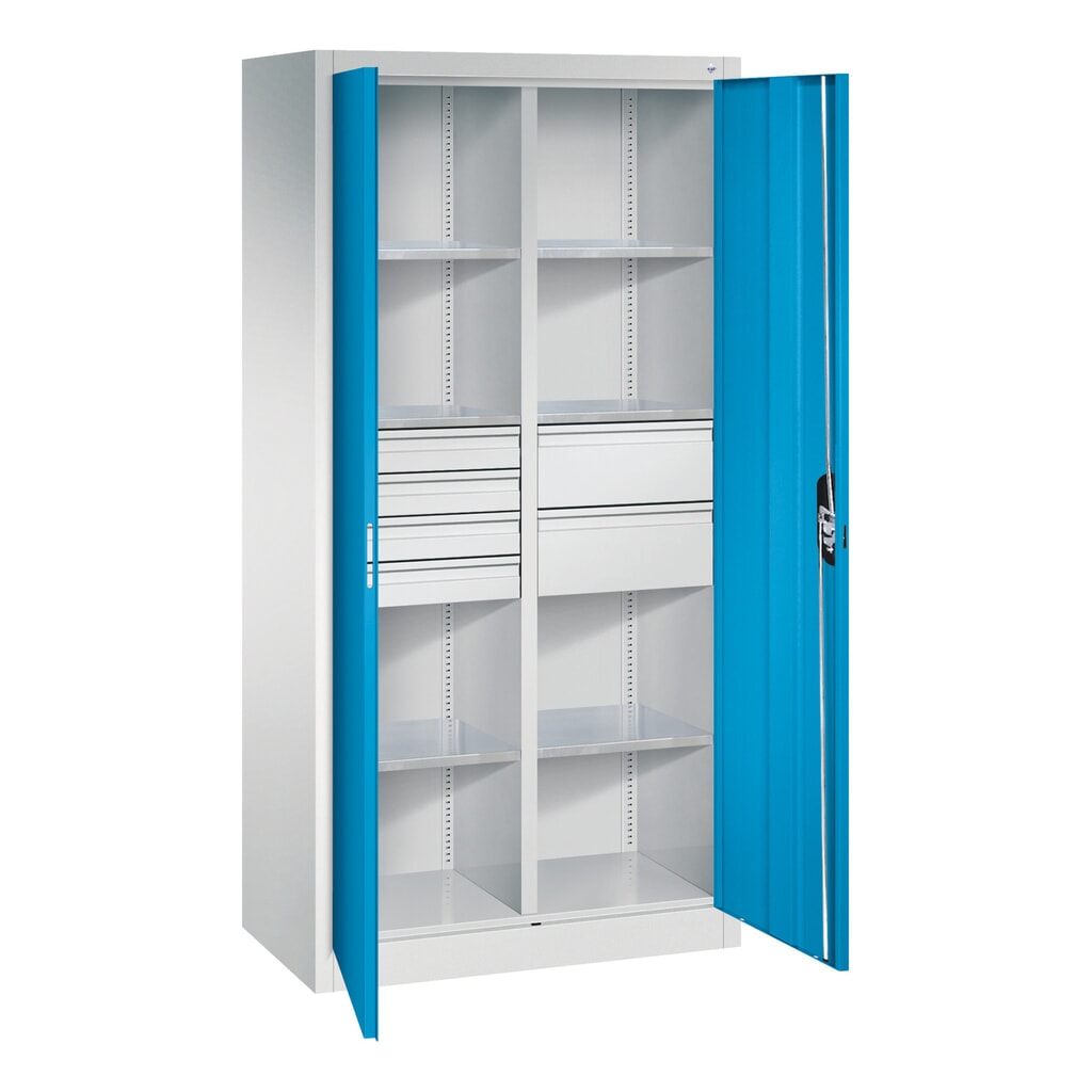 Productafbeelding nr. 9: Gereedschapskast C+P, laden 4x86 + 2x174 mm, 6 legborden, breedte 930 mm, lichtgrijs, lichtblauw