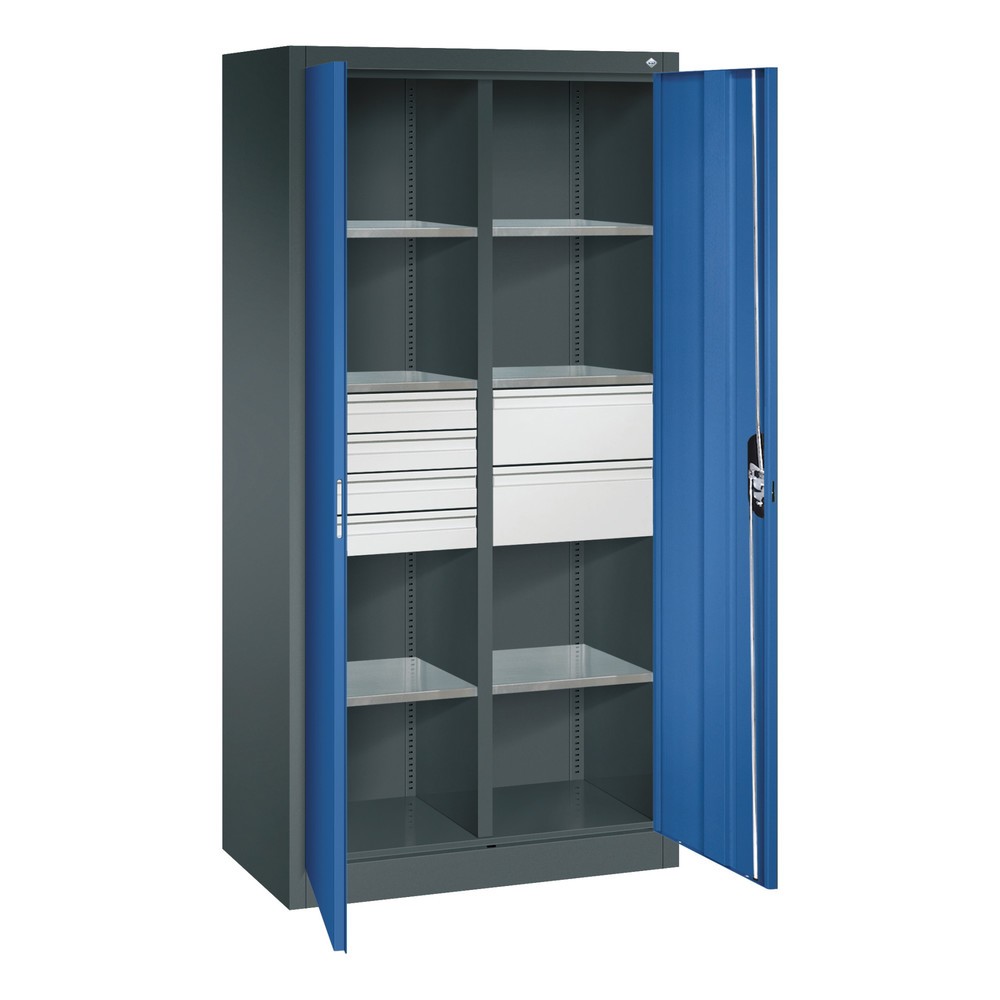Productafbeelding nr. 7: Gereedschapskast C+P, laden 4x86 + 2x174 mm, 6 legborden, breedte 930 mm, antracietgrijs, gentiaanblauw