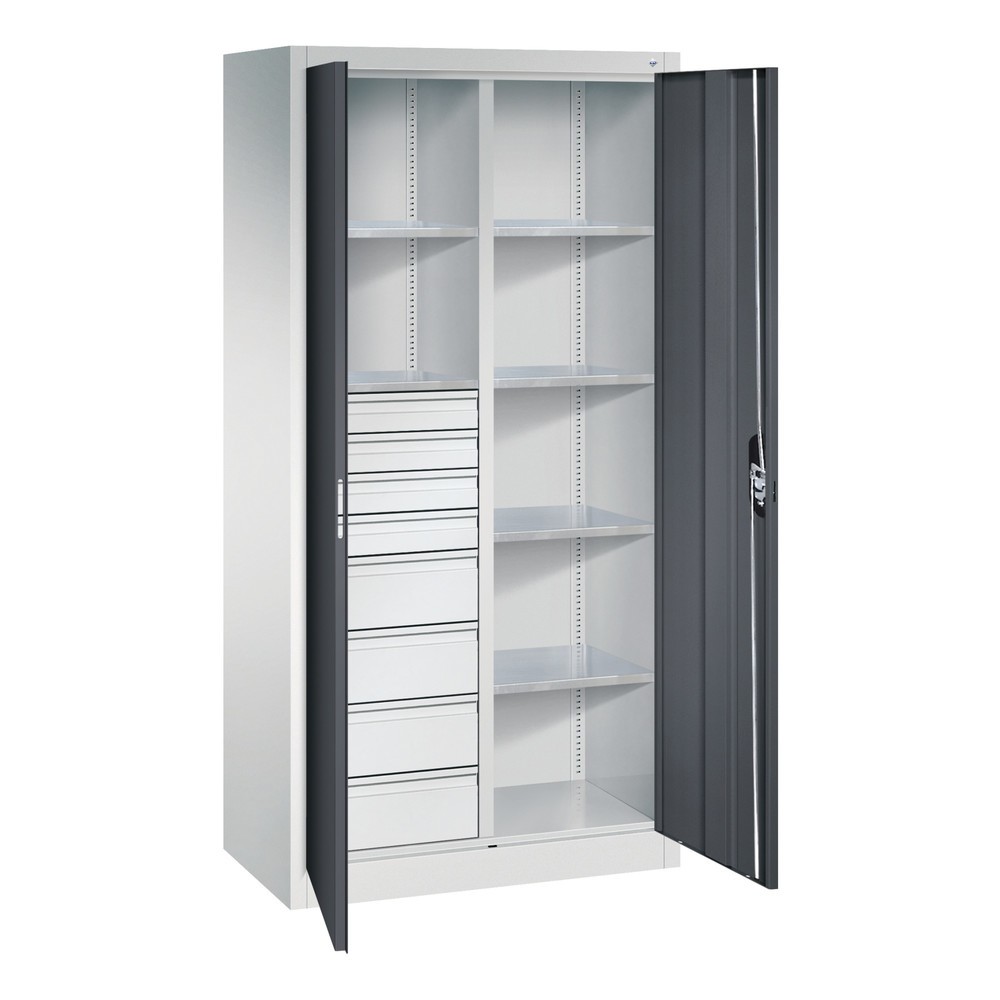 Productafbeelding nr. 8: Gereedschapskast C+P, 4x86 + 4x174 mm, 6 legborden, breedte 930 mm, lichtgrijs, zwartgrijs