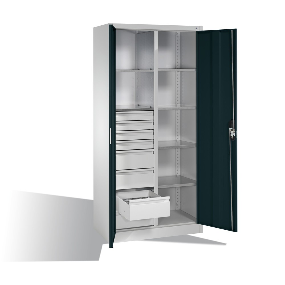 Productafbeelding nr. 9: Gereedschapskast C+P, 4x86 + 4x174 mm, 6 legborden, breedte 930 mm, lichtgrijs, antracietgrijs