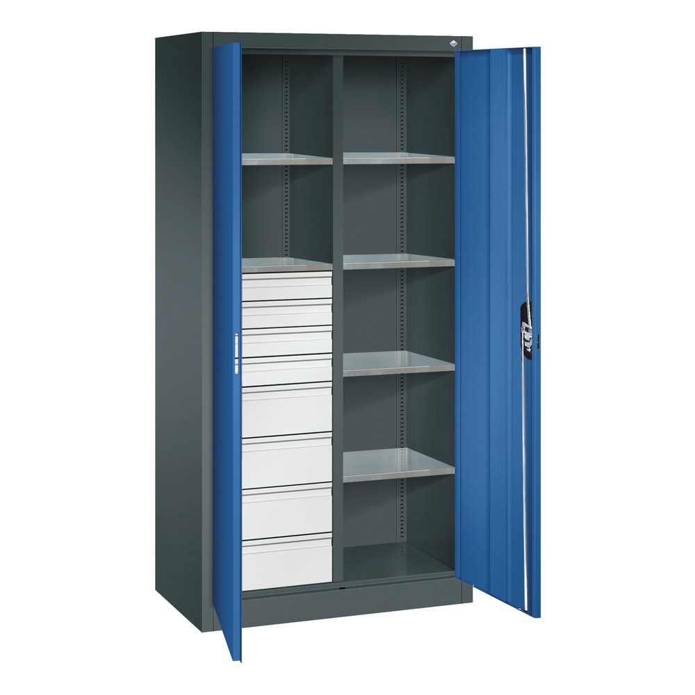 Productafbeelding nr. 8: Gereedschapskast C+P, 4x86 + 4x174 mm, 6 legborden, breedte 930 mm, antracietgrijs, gentiaanblauw