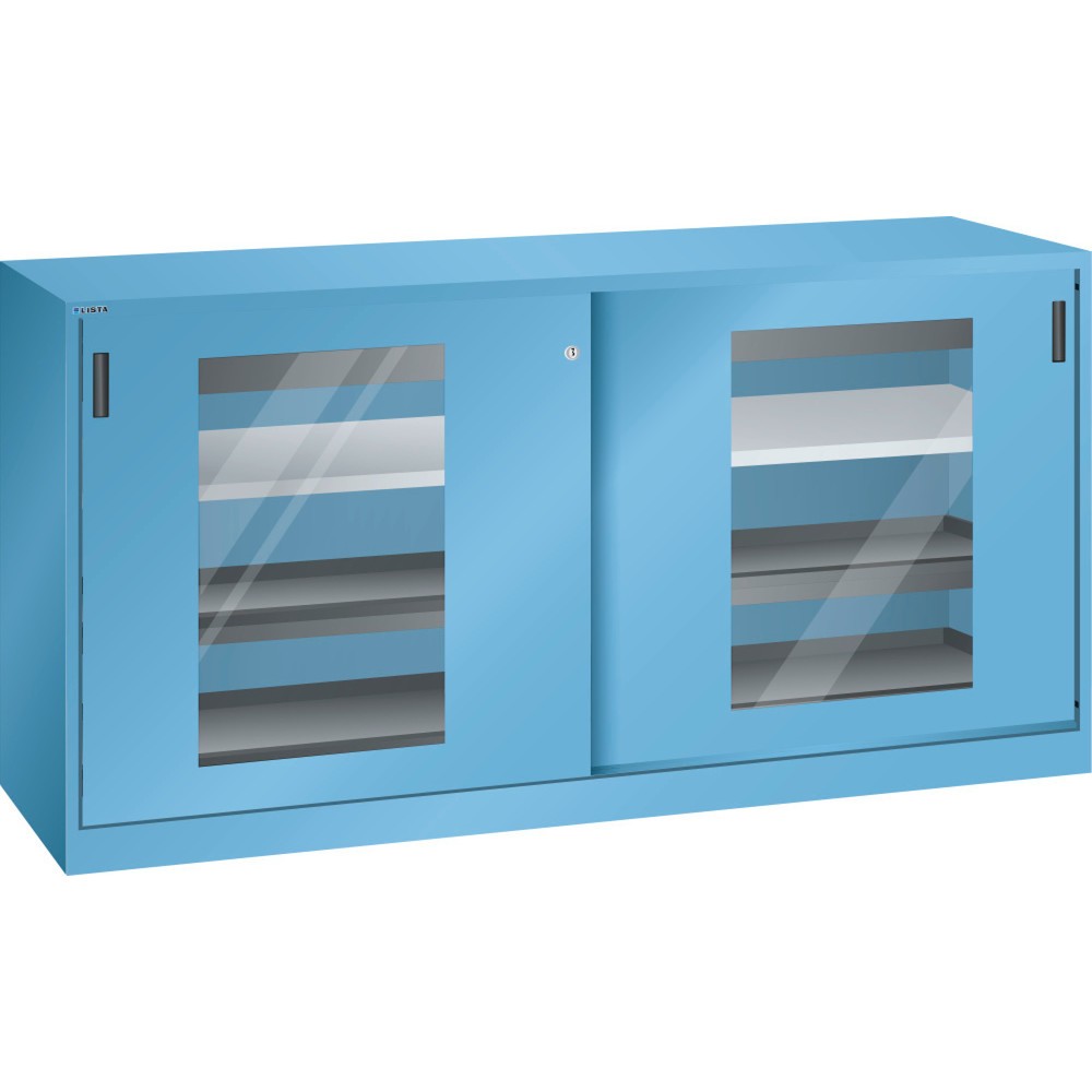Product afbeelding: Gereedschapskast LISTA, (bxdxh) 2000x580x1000 mm, 4 uittrekbare legborden, 2 lades, lichtblauw