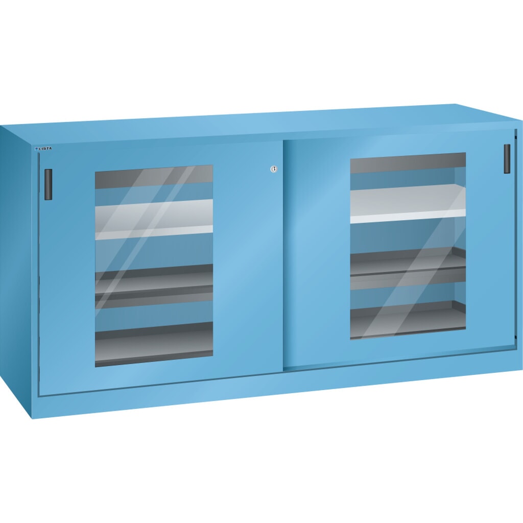 Gereedschapskast LISTA, (bxdxh) 2000x580x1000 mm, 4 uittrekbare legborden, 2 lades, lichtblauw Product afbeelding: Gereedschapskast LISTA, (bxdxh) 2000x580x1000 mm, 4 uittrekbare legborden, 2 lades, lichtblauw