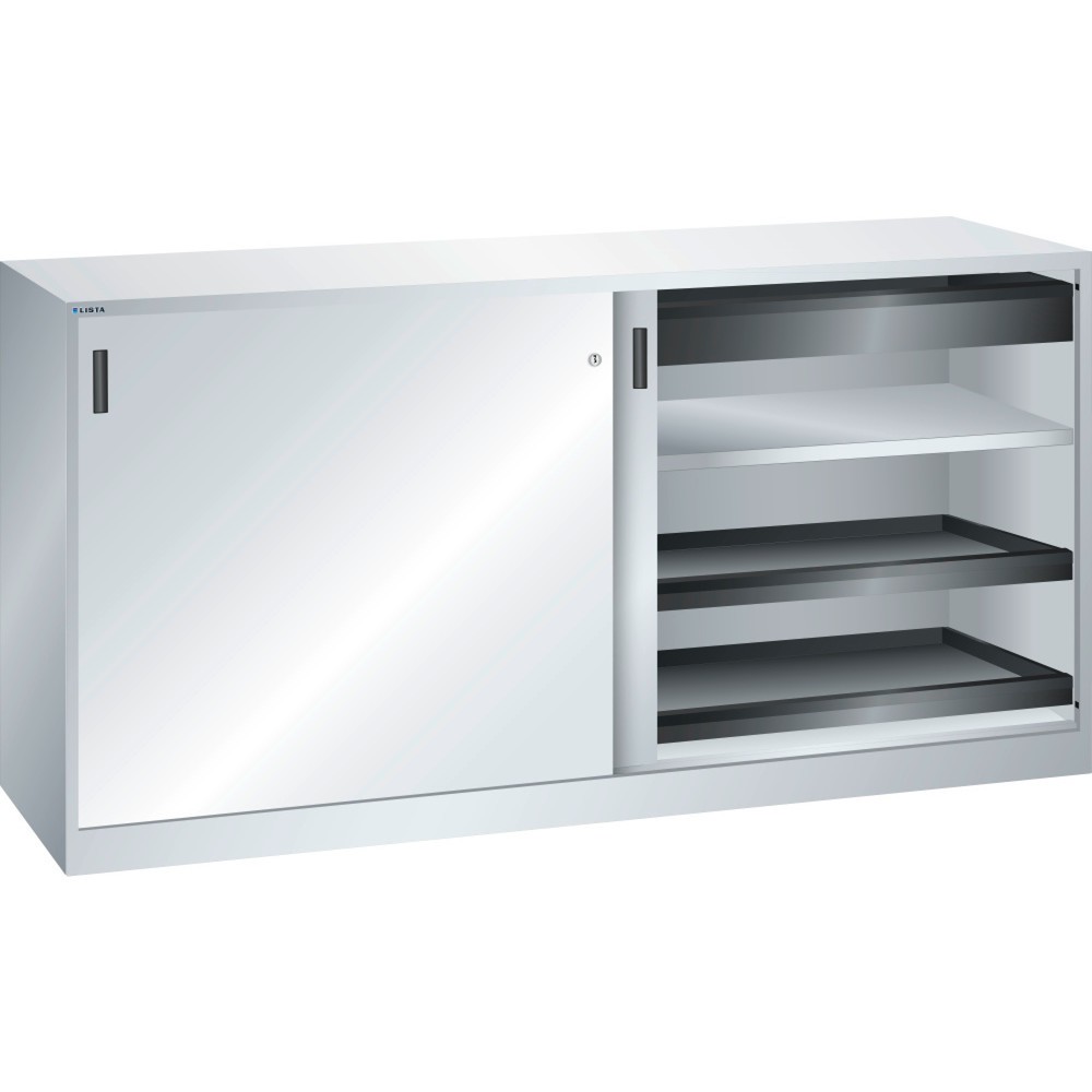 Product afbeelding: Gereedschapskast LISTA, (bxdxh) 2000x580x1000 mm, 4 uittrekbare legborden, 2 lades, lichtgrijs