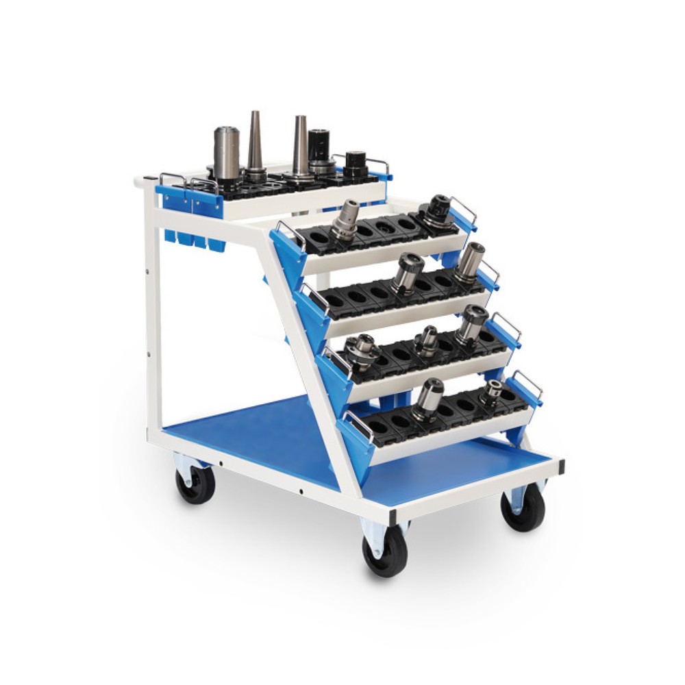 Product afbeelding: Gereedschapswagen Bedrunka+Hirth voor CNC-gereedschap met 6 gereedschapshouders, lichtgrijs, lichtblauw, hxbxd 860 x 630 x 900 mm