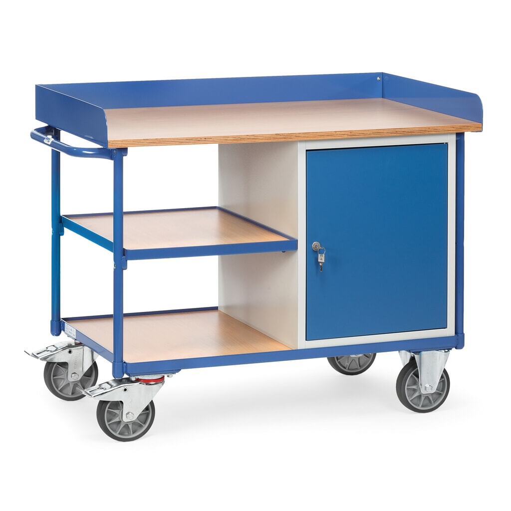 Product afbeelding: Gereedschapswagen fetra® met hoge rand, kast, 3 planken, draagvermogen 400 kg