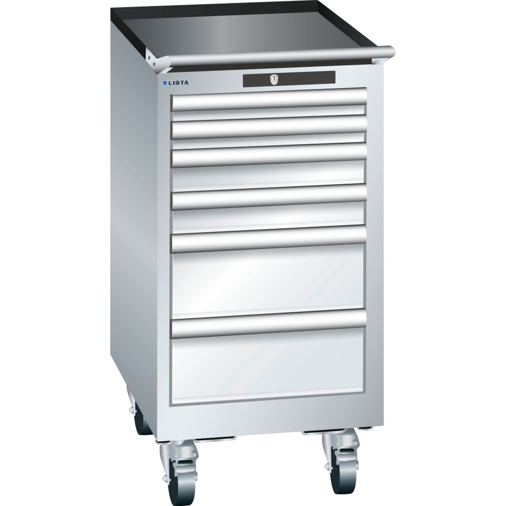 Product afbeelding: Gereedschapswagen LISTA 18x27E, (bxdxh) 411x572x840 mm, 6 lades, 2 x 50 / 2 x 75 / 2 x 150, lichtgrijs, KEY Lock