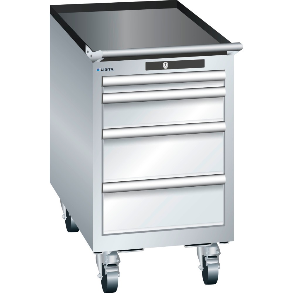 Product afbeelding: Gereedschapswagen LISTA 18x36E, (bxdxh) 411x725x723 mm, 4 lades, 1 x 50 / 1 x 100 / 2 x 150, lichtgrijs, KEY Lock