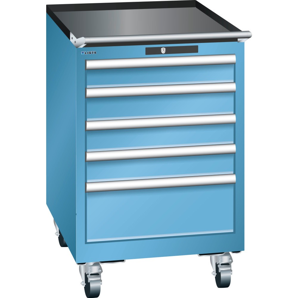 Product afbeelding: Gereedschapswagen LISTA 27x27E, (bxdxh) 564x572x890 mm, 5 lades, 4 x 100 / 1 x 200, lichtblauw, RFID Lock