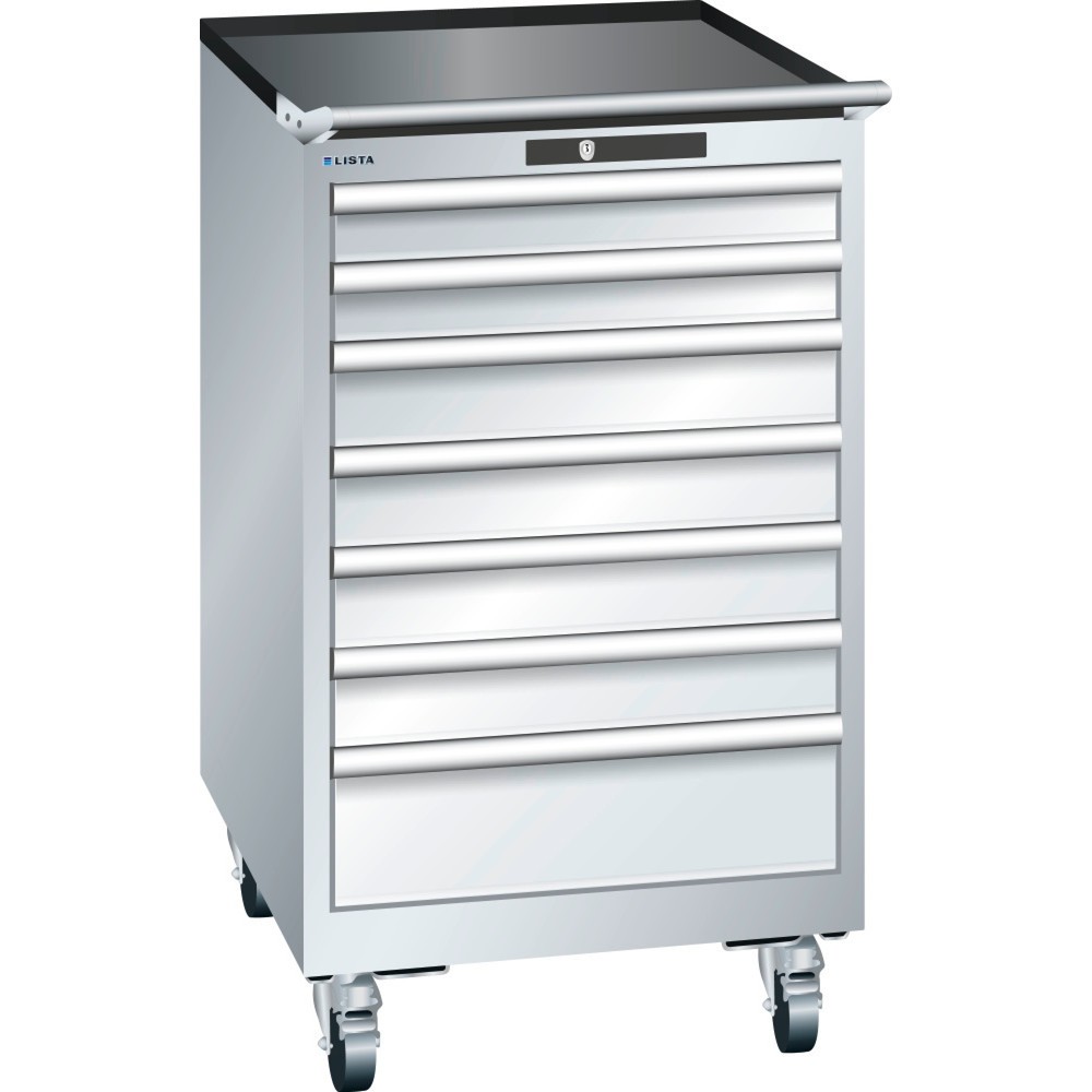 Product afbeelding: Gereedschapswagen LISTA 27x36E, (bxdxh) 564x725x990 mm, 7 lades, 2 x 75 / 4 x 100 / 1 x 150, lichtgrijs, KEY Lock