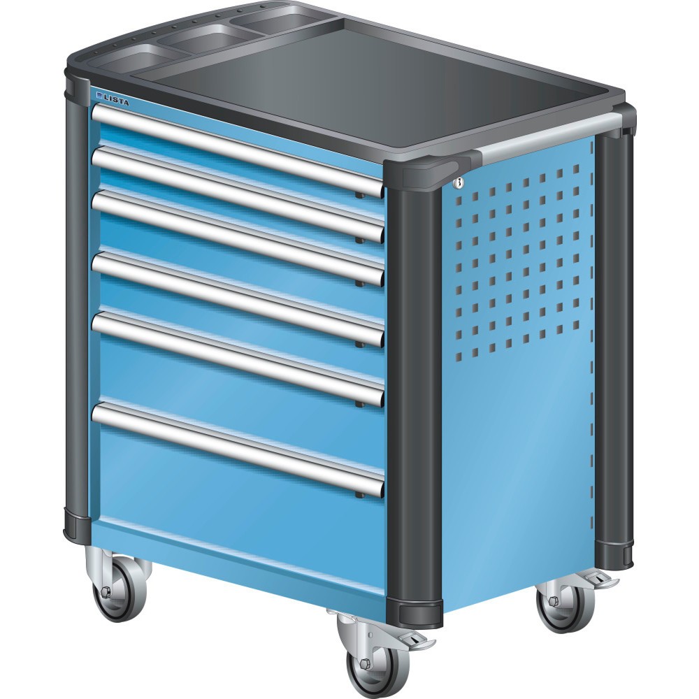Product afbeelding: Gereedschapswagen LISTA 36x27E, (bxdxh) 894x525x928 mm, met randbescherming, 6 lades, lichtblauw