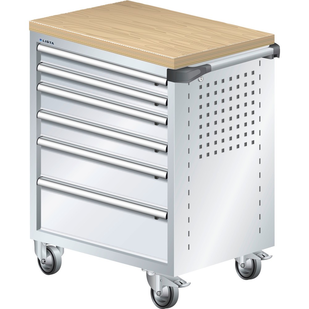 Product afbeelding: Gereedschapswagen LISTA 36x27E, (bxdxh) 894x525x928 mm, multixplexplaat, 6 lades, lichtgrijs