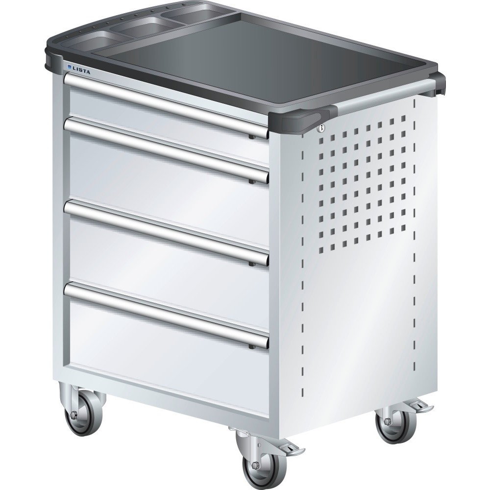 Product afbeelding: Gereedschapswagen LISTA 36x27E, (bxdxh) 894x525x928 mm, kunststof afdekking, 4 lades, lichtgrijs