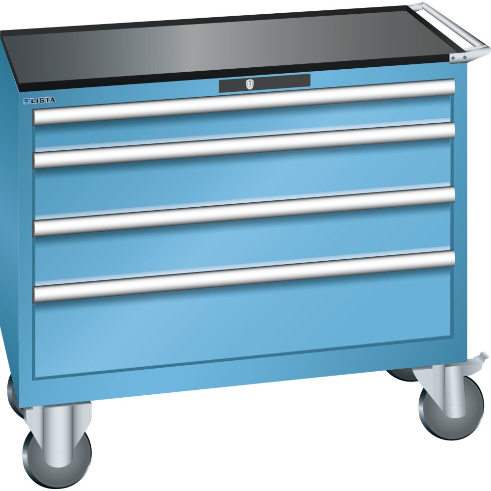 Product afbeelding: Gereedschapswagen LISTA 54x27E, (bxdxh) 1023x572x962 mm, 4 lades, 1 x 100 / 2 x 150 / 1 x 200, lichtblauw, RFID Lock