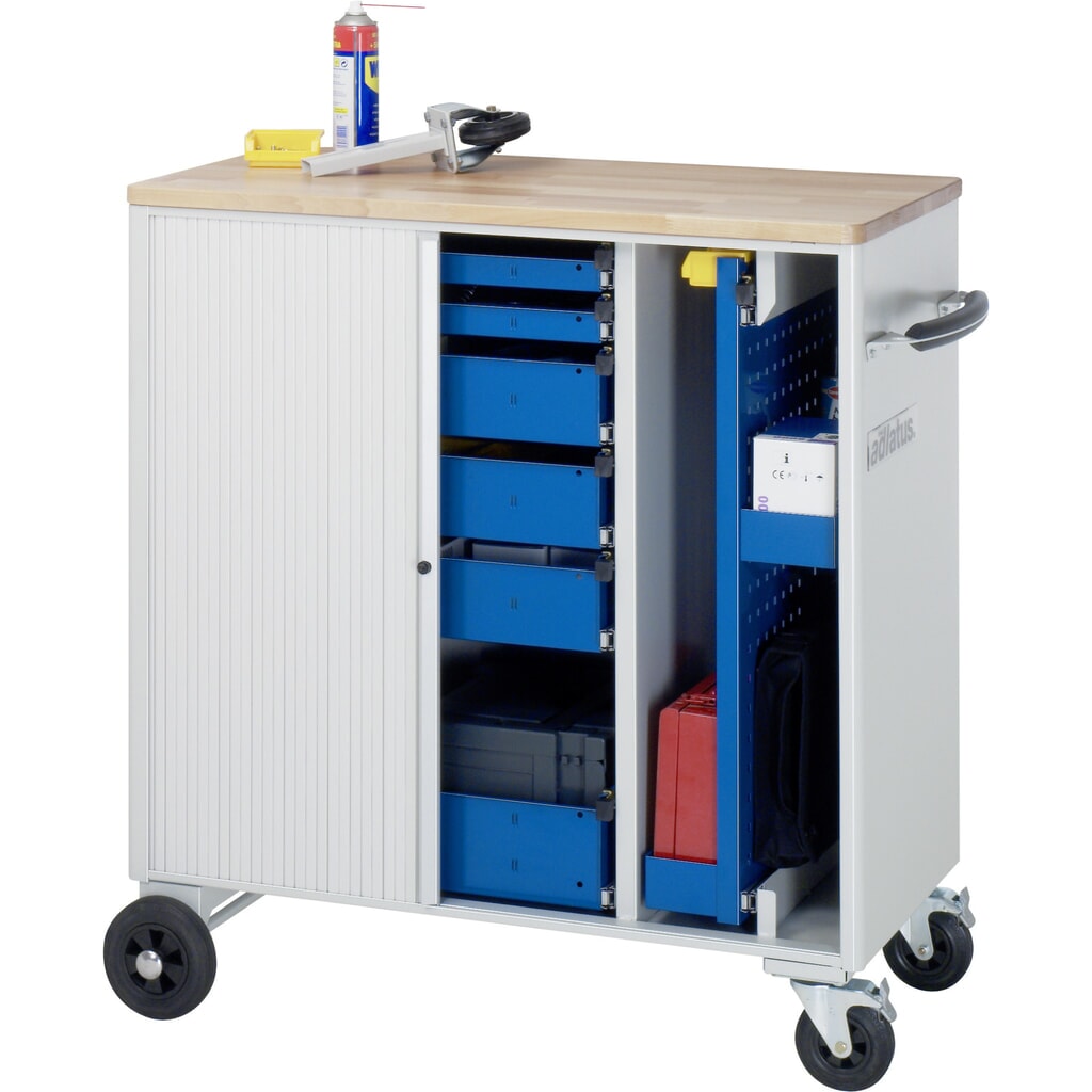 Gereedschapswagen RAU serie adlatus, hxbxd 1.080 x 1.025 x 520 mm, 6 lades 2 x 40, 3 x 105, 1 x 130 mm, beuken werkblad Productafbeelding nr. 4: Gereedschapswagen RAU serie adlatus, hxbxd 1.080 x 1.025 x 520 mm, 6 lades 2 x 40, 3 x 105, 1 x 130 mm, beuken werkblad