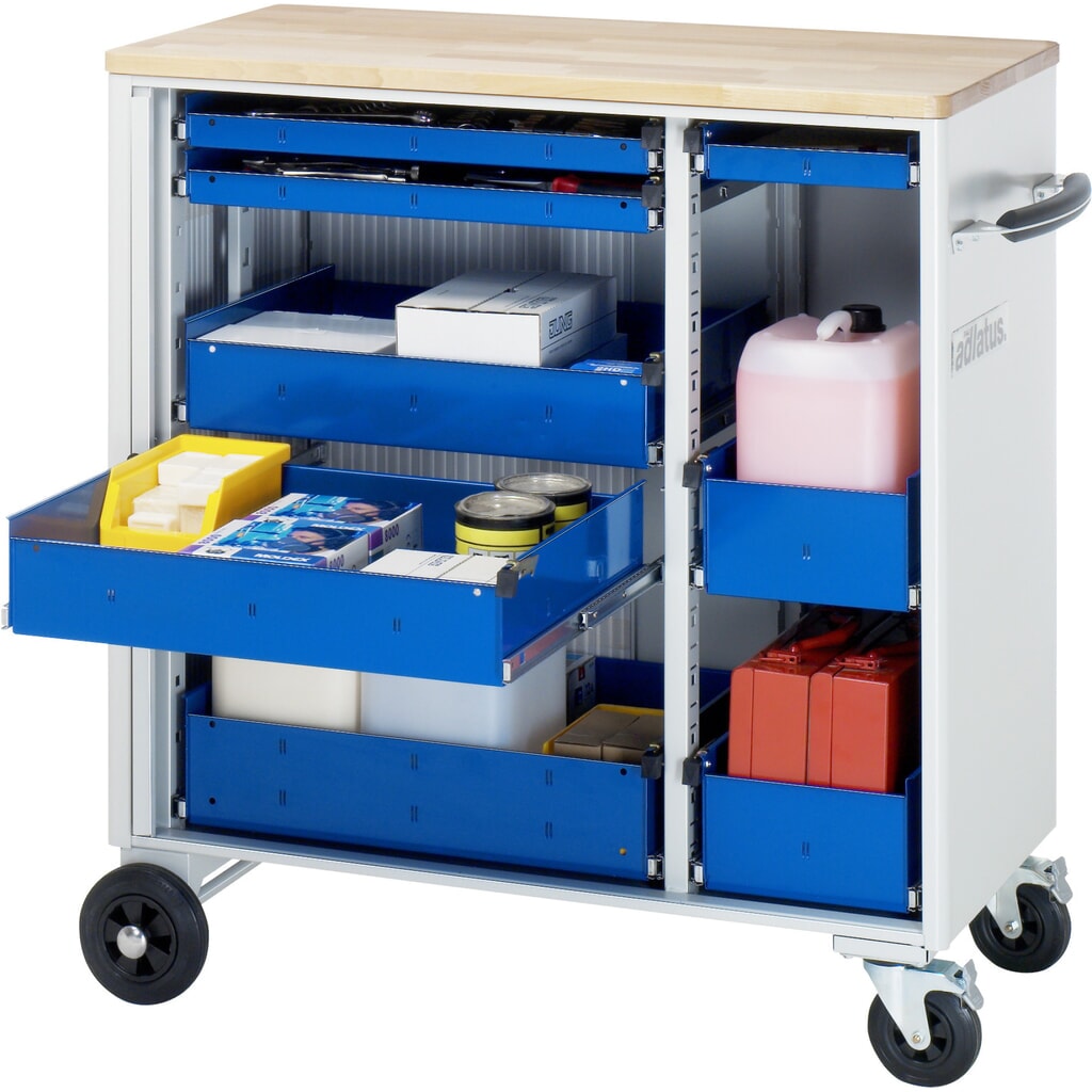 Gereedschapswagen RAU serie adlatus, hxbxd 1.080 x 1.025 x 520 mm, 8 lades 3 x 40, 2 x 105, 3 x 130 mm, beuken werkblad Product afbeelding: Gereedschapswagen RAU serie adlatus, hxbxd 1.080 x 1.025 x 520 mm, 8 lades 3 x 40, 2 x 105, 3 x 130 mm, beuken werkblad