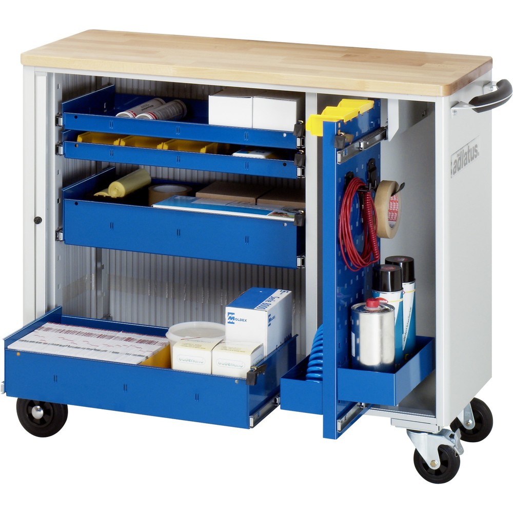Product afbeelding: Gereedschapswagen RAU serie adlatus, hxbxd 860 x 1.025 x 400 mm, 4 lades 2 x 40, 2 x 105 mm, beuken werkblad