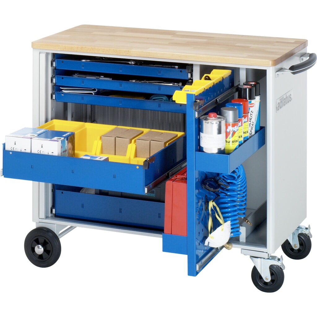 Gereedschapswagen RAU serie adlatus, hxbxd 890 x 1.025 x 520 mm, 5 lades 3 x 40, 2 x 105 mm, beuken werkblad Product afbeelding: Gereedschapswagen RAU serie adlatus, hxbxd 890 x 1.025 x 520 mm, 5 lades 3 x 40, 2 x 105 mm, beuken werkblad