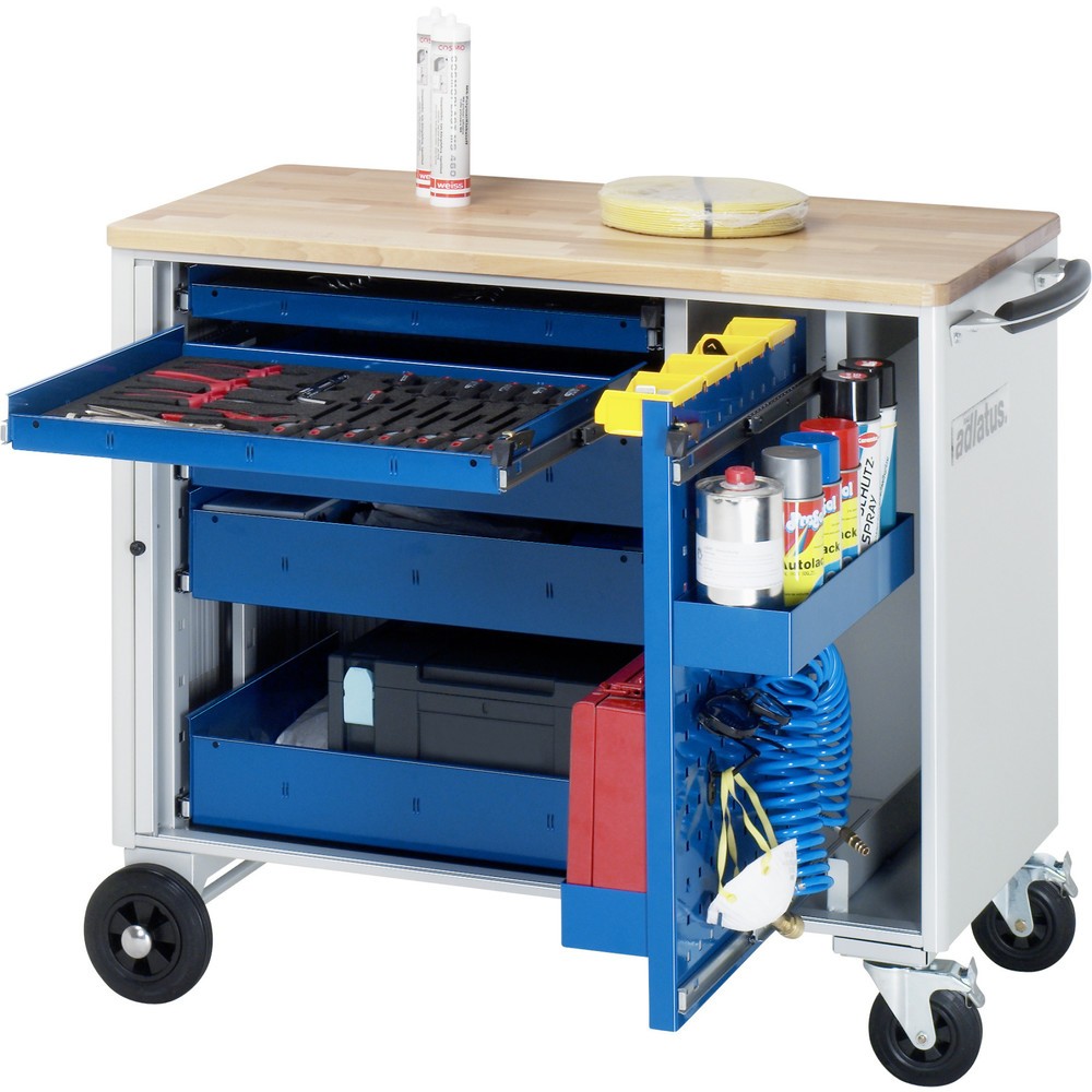 Product afbeelding: Gereedschapswagen RAU serie adlatus, hxbxd 890 x 1.025 x 520 mm, 5 lades 2 x 40, 3 x 105 mm, beuken werkblad
